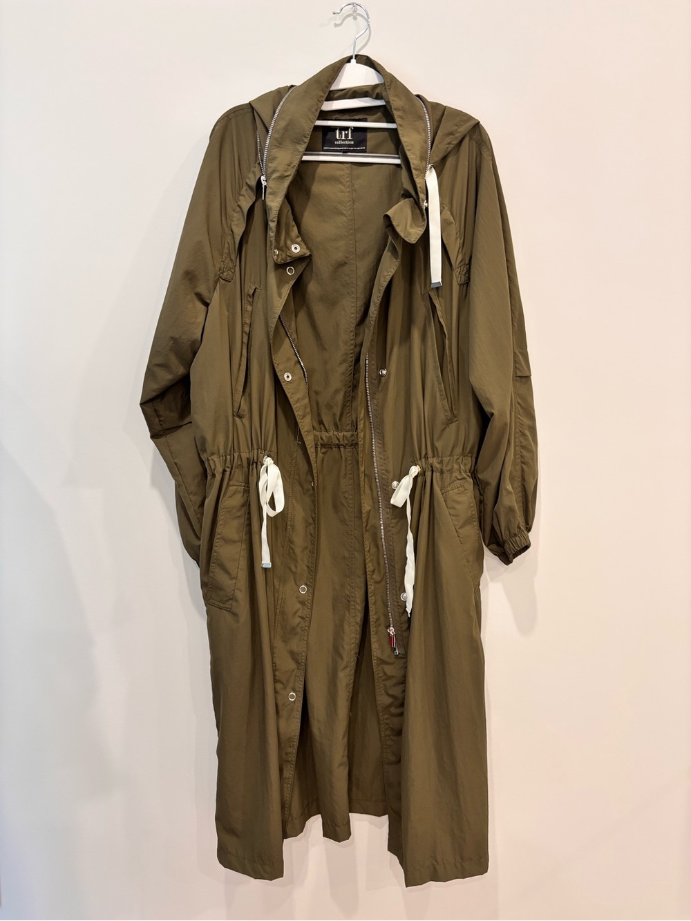 Zara trf Collection Olive Green Hooded Anorak Trench Coat
